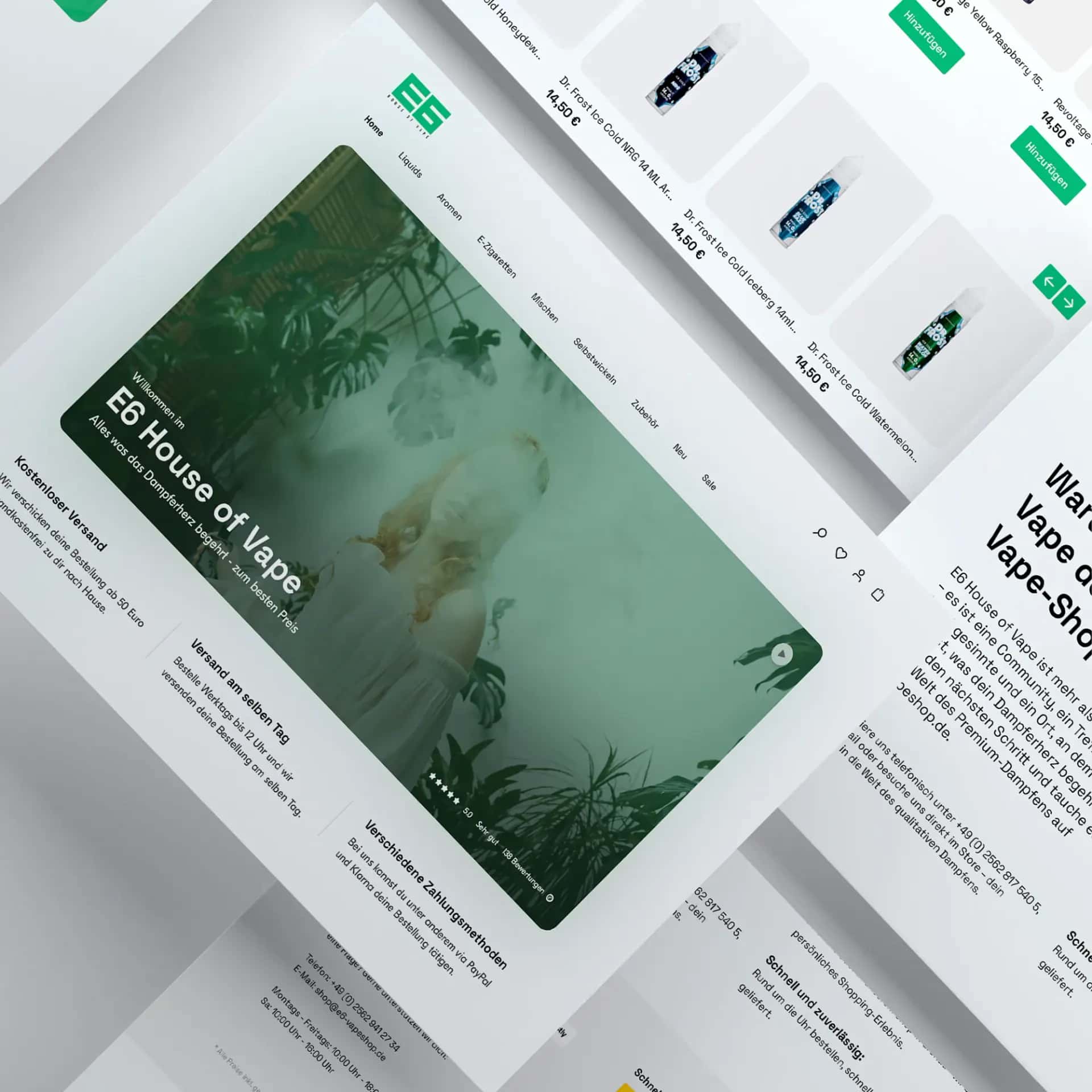 E6 House of Vape – Shopware-Shop Startseite